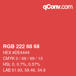 Color code: RGB 222 68 68 | qconv.com