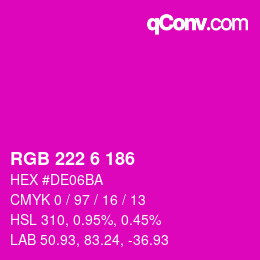 Color code: RGB 222 6 186 | qconv.com