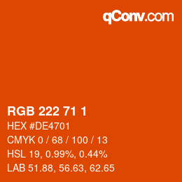 Color code: RGB 222 71 1 | qconv.com