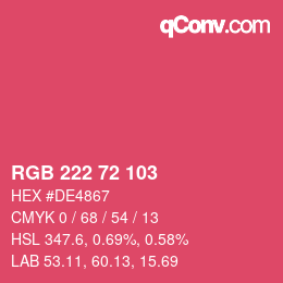 カラーコード: RGB 222 72 103 | qconv.com