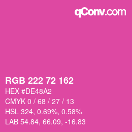 Color code: RGB 222 72 162 | qconv.com
