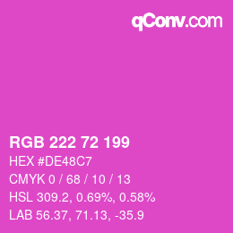 Color code: RGB 222 72 199 | qconv.com