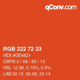 Farbcode: RGB 222 72 33 | qconv.com