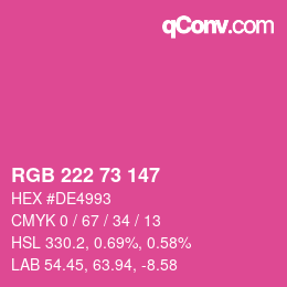 Color code: RGB 222 73 147 | qconv.com