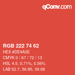 Color code: RGB 222 74 62 | qconv.com