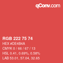 Farbcode: RGB 222 75 74 | qconv.com