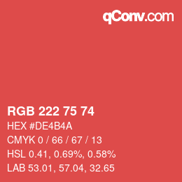 Color code: RGB 222 75 74 | qconv.com