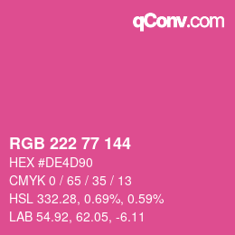 颜色代码: RGB 222 77 144 | qconv.com