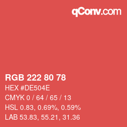 Color code: RGB 222 80 78 | qconv.com