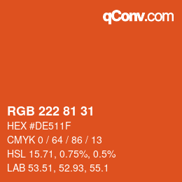 カラーコード: RGB 222 81 31 | qconv.com
