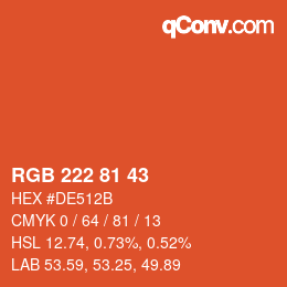 Farbcode: RGB 222 81 43 | qconv.com