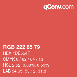 カラーコード: RGB 222 85 79 | qconv.com