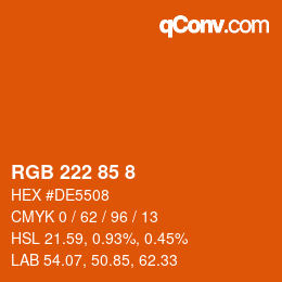 Color code: RGB 222 85 8 | qconv.com
