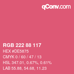 Color code: RGB 222 88 117 | qconv.com