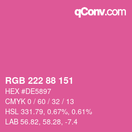 Color code: RGB 222 88 151 | qconv.com