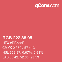 Color code: RGB 222 88 95 | qconv.com