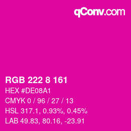 Color code: RGB 222 8 161 | qconv.com