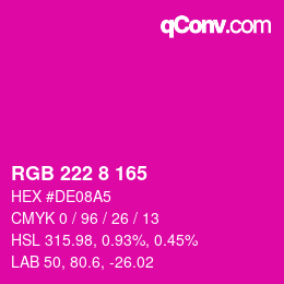 Color code: RGB 222 8 165 | qconv.com