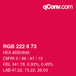 Color code: RGB 222 8 73 | qconv.com