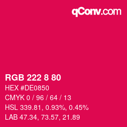 Color code: RGB 222 8 80 | qconv.com