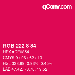 Color code: RGB 222 8 84 | qconv.com