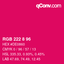 Color code: RGB 222 8 96 | qconv.com