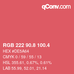 カラーコード: RGB 222 90.8 100.4 | qconv.com