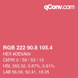 カラーコード: RGB 222 90.8 105.4 | qconv.com