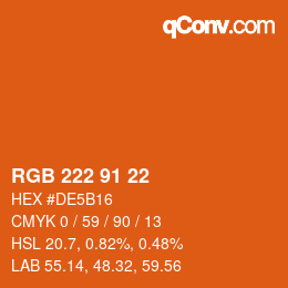 Color code: RGB 222 91 22 | qconv.com