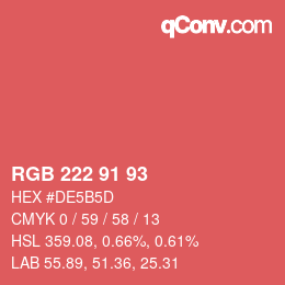 Color code: RGB 222 91 93 | qconv.com