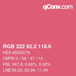 カラーコード: RGB 222 92.2 118.6 | qconv.com