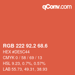 カラーコード: RGB 222 92.2 68.6 | qconv.com