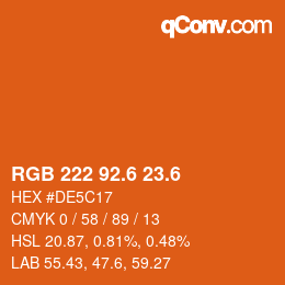 カラーコード: RGB 222 92.6 23.6 | qconv.com
