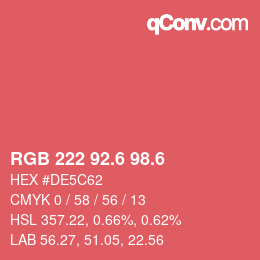 カラーコード: RGB 222 92.6 98.6 | qconv.com