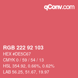 カラーコード: RGB 222 92 103 | qconv.com