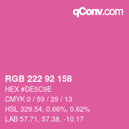 カラーコード: RGB 222 92 158 | qconv.com