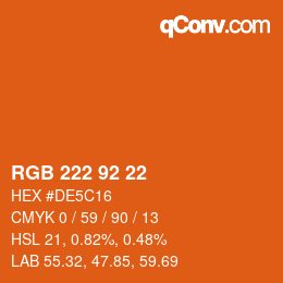 Color code: RGB 222 92 22 | qconv.com