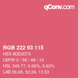 Code couleur: RGB 222 93 115 | qconv.com