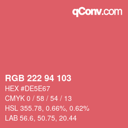 Color code: RGB 222 94 103 | qconv.com