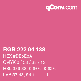 Code couleur: RGB 222 94 138 | qconv.com