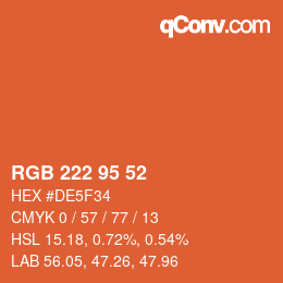 Color code: RGB 222 95 52 | qconv.com
