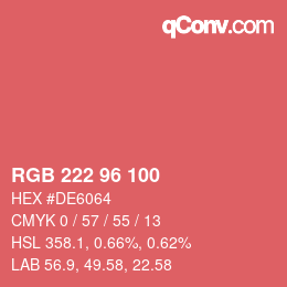 Código de color: RGB 222 96 100 | qconv.com