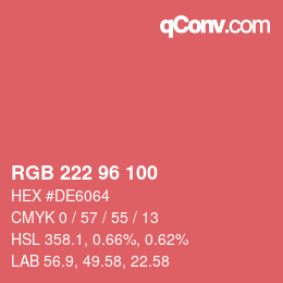颜色代码: RGB 222 96 100 | qconv.com