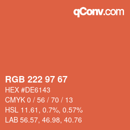 Farbcode: RGB 222 97 67 | qconv.com