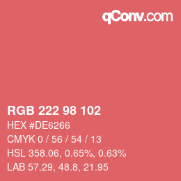 Color code: RGB 222 98 102 | qconv.com