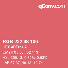 Color code: RGB 222 98 106 | qconv.com
