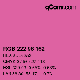 Color code: RGB 222 98 162 | qconv.com