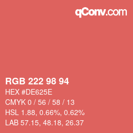 Color code: RGB 222 98 94 | qconv.com