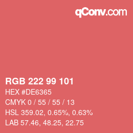 Farbcode: RGB 222 99 101 | qconv.com