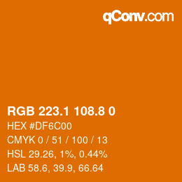 Código de color: RGB 223.1 108.8 0 | qconv.com